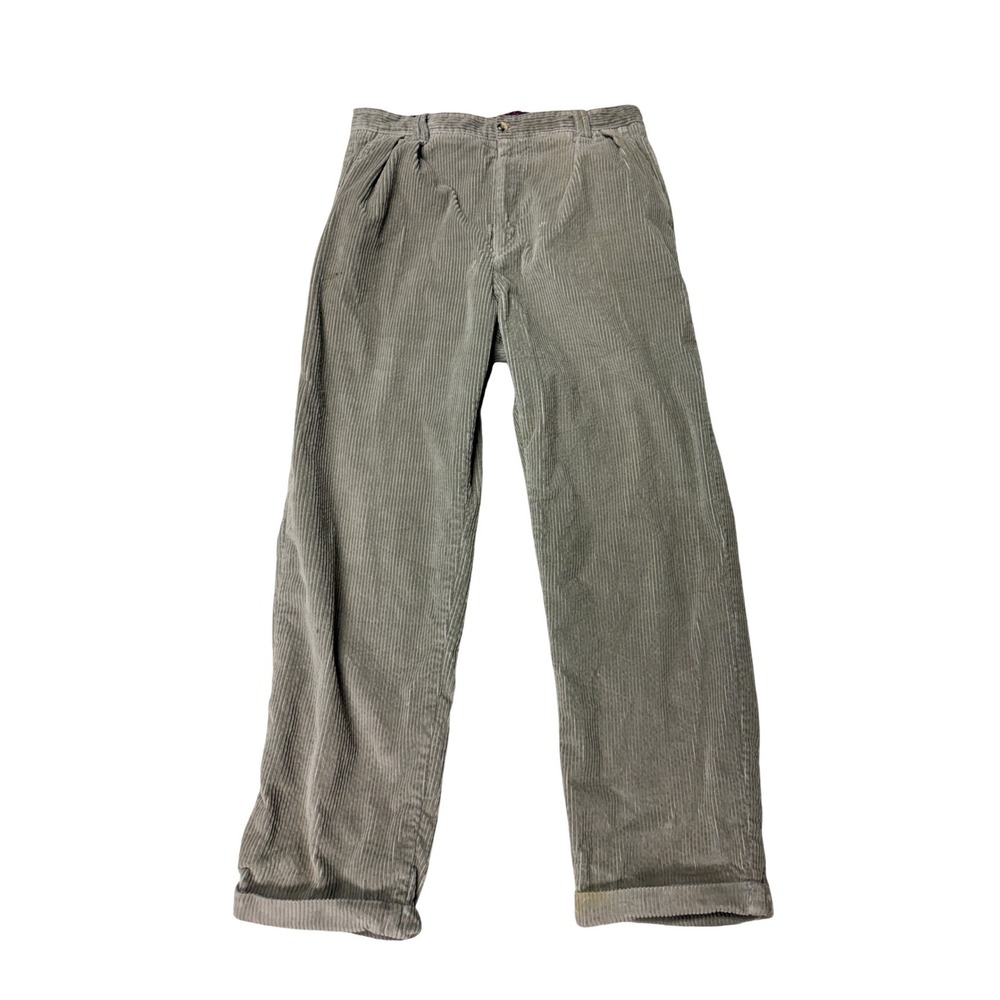 Adolfo Mens Vintage Pleated Corduroy Pants Taupe 100% Cotton Size 34 -BC